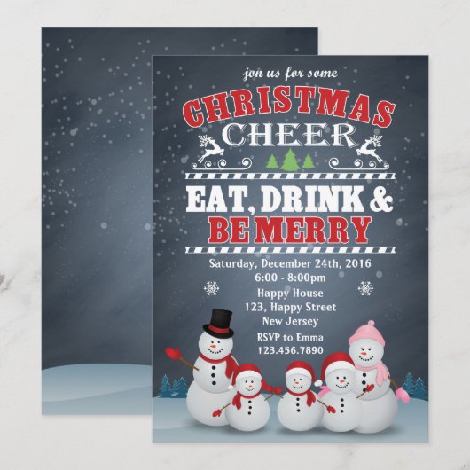 Uitnodiging voor kerstfeestdagen (Voorkant / Achterkant)