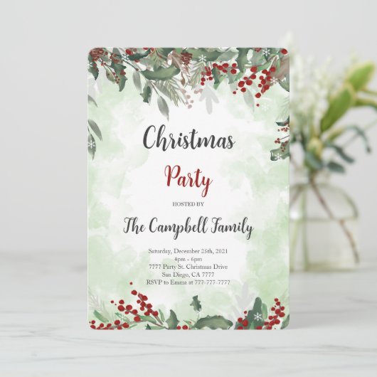 Uitnodiging voor kerstfeestdagen (Staand voorkant)