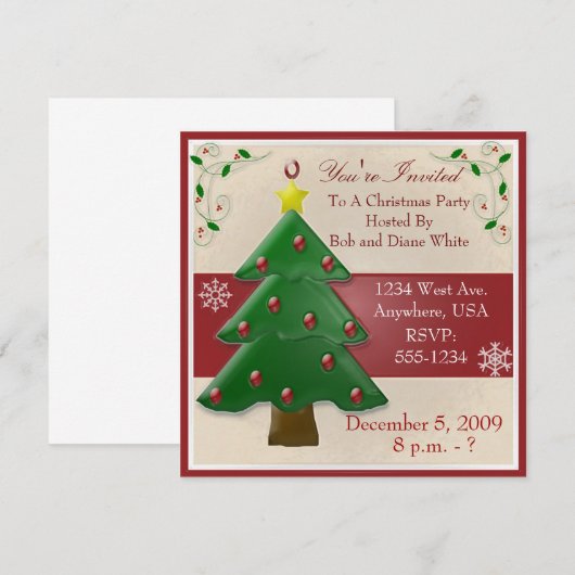 Uitnodiging voor kerstfeestdagen (Voorkant / Achterkant)