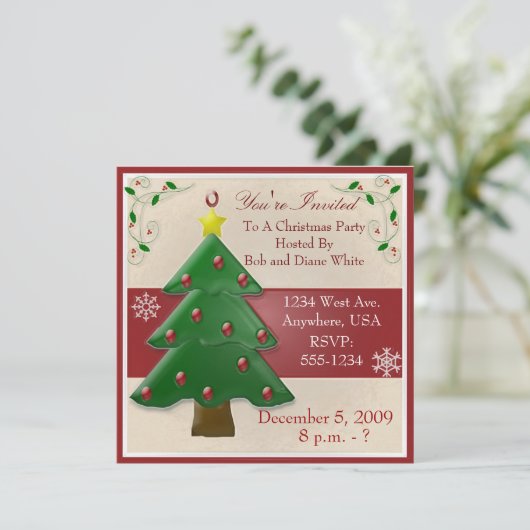 Uitnodiging voor kerstfeestdagen (Staand voorkant)