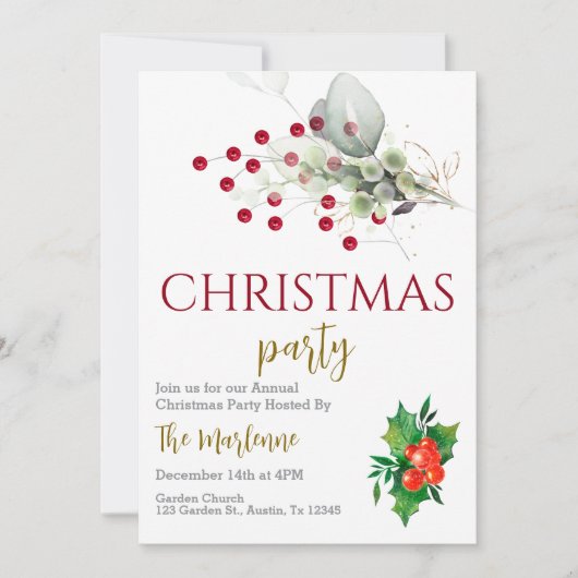 Uitnodiging voor kerstfeestdagen (Voorkant)