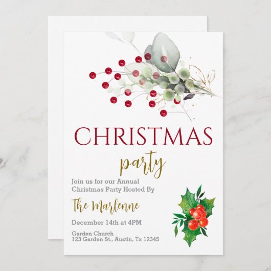 Uitnodiging voor kerstfeestdagen (Voorkant / Achterkant)