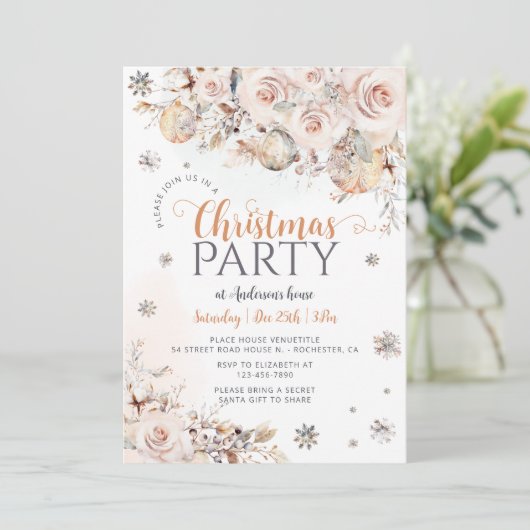 Uitnodiging voor kerstfeestdagen (Staand voorkant)