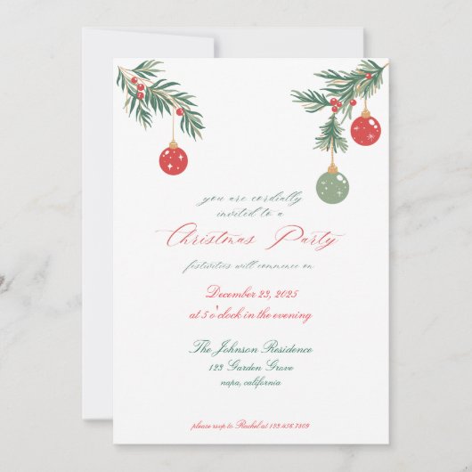 Uitnodiging voor kerstfeestdagen (Voorkant)