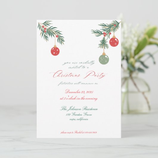 Uitnodiging voor kerstfeestdagen (Staand voorkant)