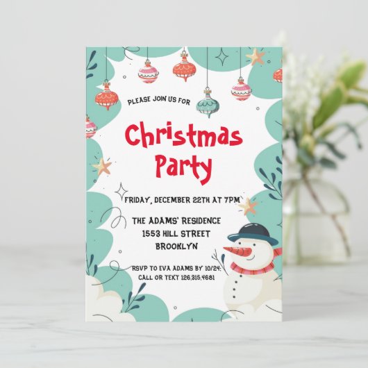 Uitnodiging voor kerstfeestdagen (Staand voorkant)