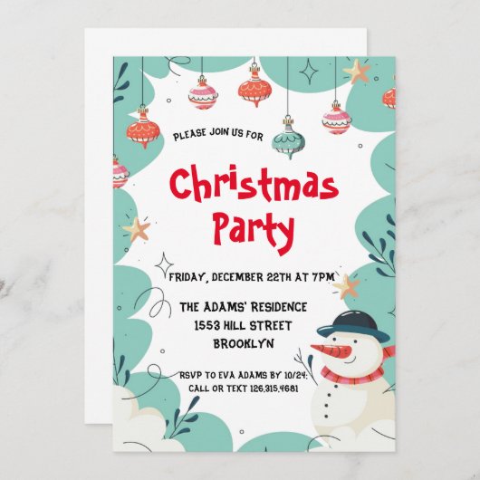 Uitnodiging voor kerstfeestdagen (Voorkant / Achterkant)