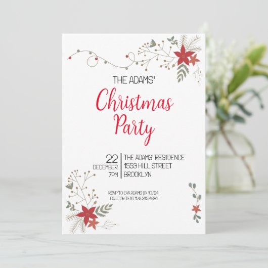 Uitnodiging voor kerstfeestdagen (Staand voorkant)