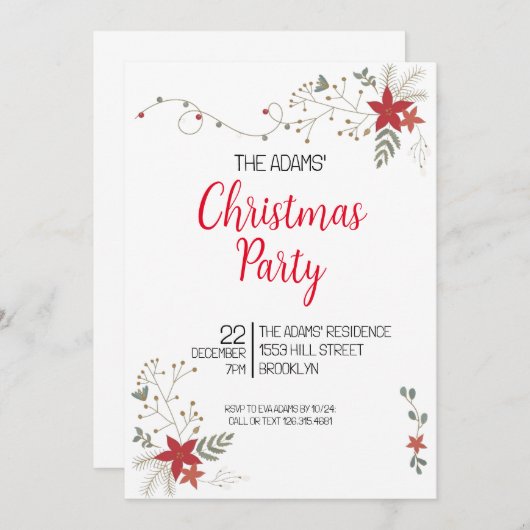 Uitnodiging voor kerstfeestdagen (Voorkant / Achterkant)