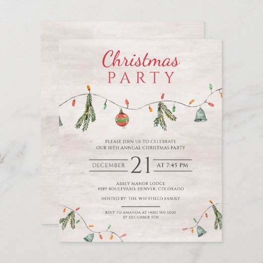 Uitnodiging voor kerstfeestdagen (Voorkant / Achterkant)