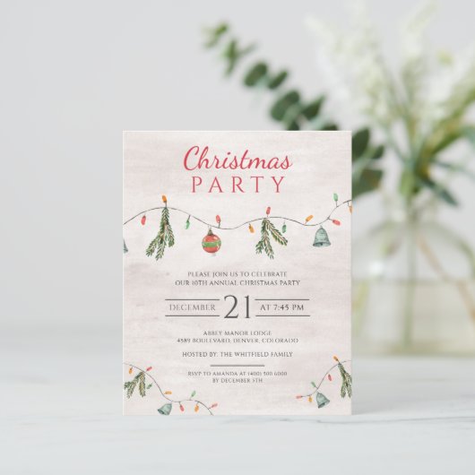 Uitnodiging voor kerstfeestdagen (Staand voorkant)