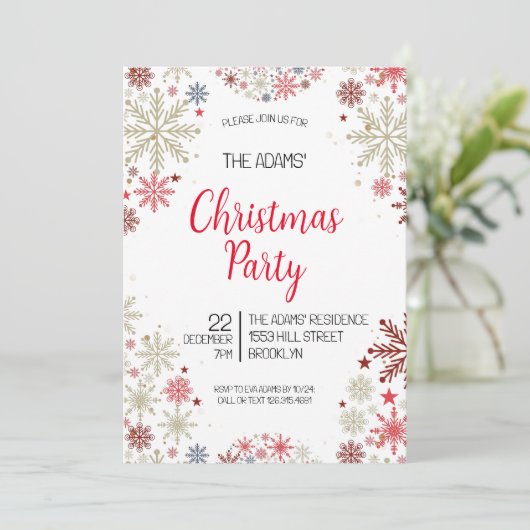 Uitnodiging voor kerstfeestdagen (Staand voorkant)