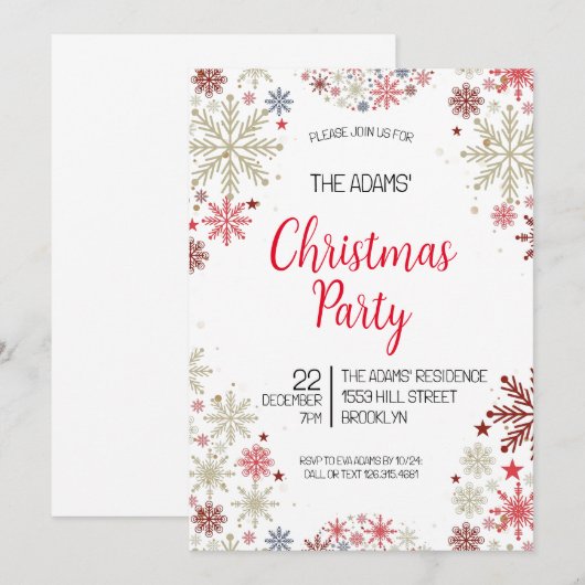 Uitnodiging voor kerstfeestdagen (Voorkant / Achterkant)