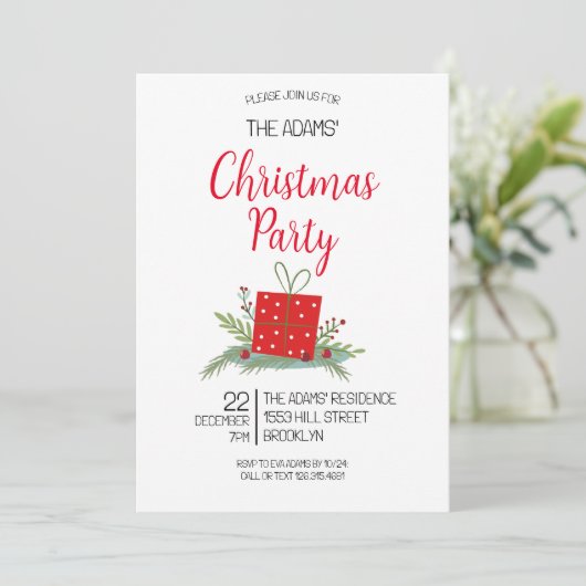 Uitnodiging voor kerstfeestdagen (Staand voorkant)