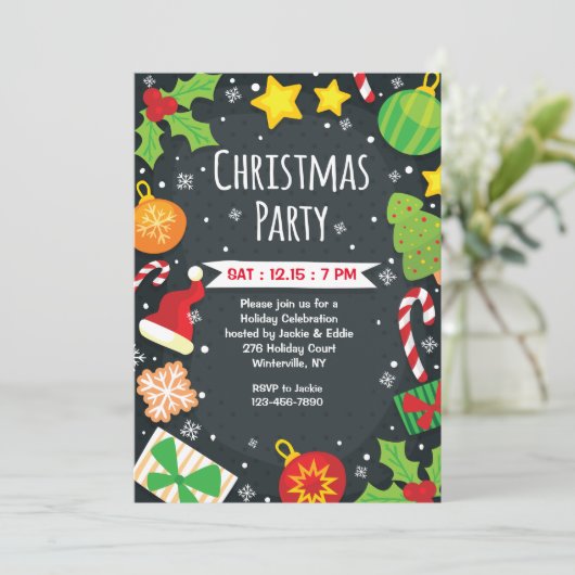 Uitnodiging voor kerstfeestdagen (Staand voorkant)