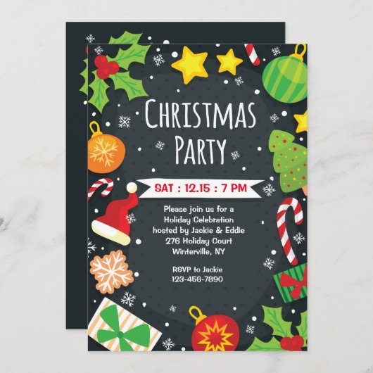 Uitnodiging voor kerstfeestdagen (Voorkant / Achterkant)