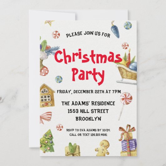 Uitnodiging voor kerstfeestdagen (Voorkant)