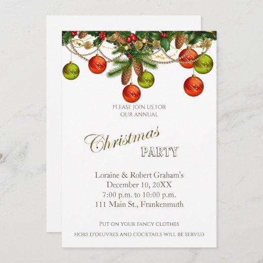 Uitnodiging voor kerstfeestdagen (Voorkant / Achterkant)