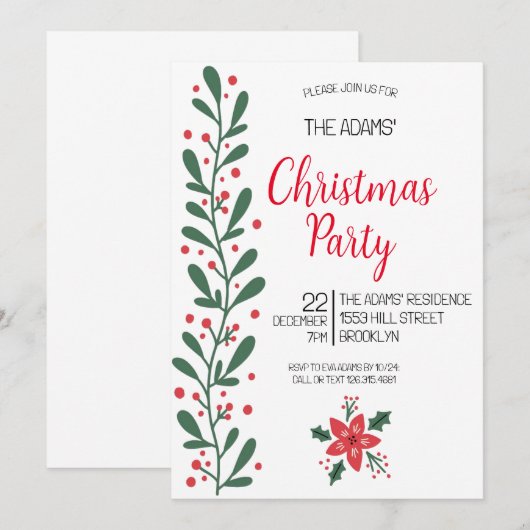 Uitnodiging voor kerstfeestdagen (Voorkant / Achterkant)