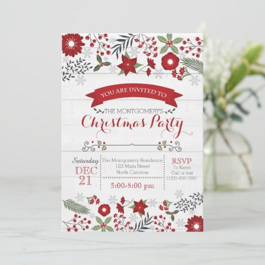 Uitnodiging voor kerstfeestdagen (Staand voorkant)