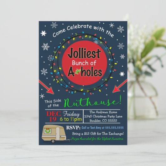 Uitnodiging voor kerstfeestdagen (Staand voorkant)