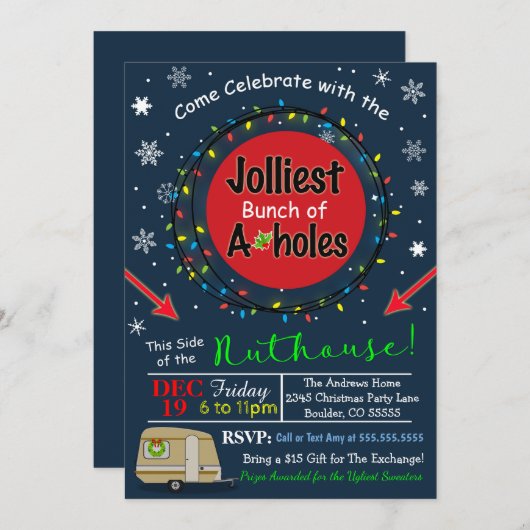 Uitnodiging voor kerstfeestdagen (Voorkant / Achterkant)