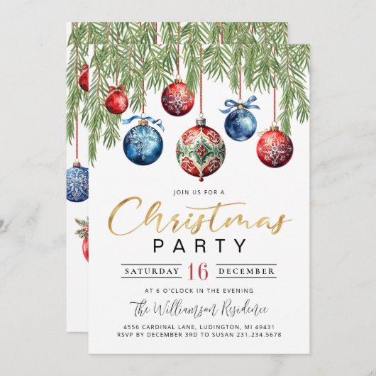 Uitnodiging voor kerstfeestdagen (Voorkant / Achterkant)