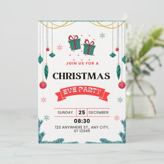 Uitnodiging voor kerstfeestdagen (Staand voorkant)