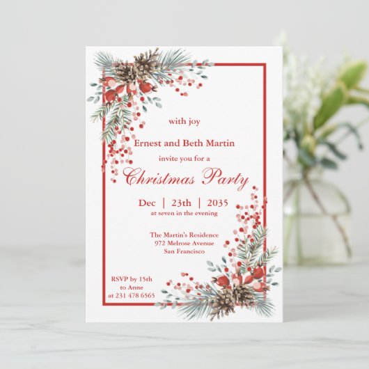 Uitnodiging voor kerstfeestdagen (Staand voorkant)