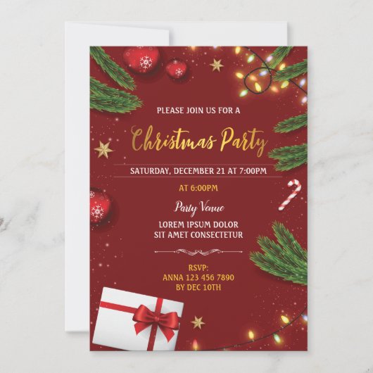 Uitnodiging voor kerstfeestdagen (Voorkant)