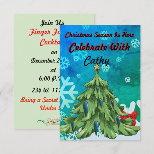 Uitnodiging voor kerstfeestdagen (Voorkant / Achterkant)