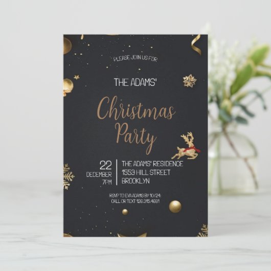 Uitnodiging voor kerstfeestdagen (Staand voorkant)