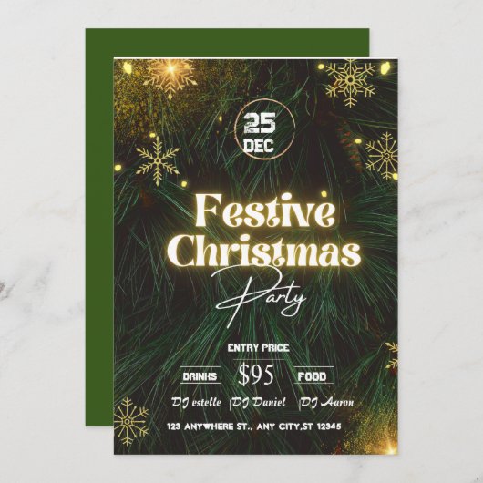 Uitnodiging voor kerstfeestdagen (Voorkant / Achterkant)