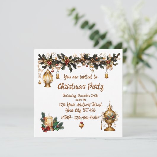 Uitnodiging voor kerstfeestdagen (Staand voorkant)