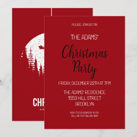 Uitnodiging voor kerstfeestdagen (Voorkant / Achterkant)