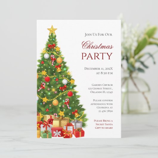 Uitnodiging voor kerstfeestdagen (Staand voorkant)