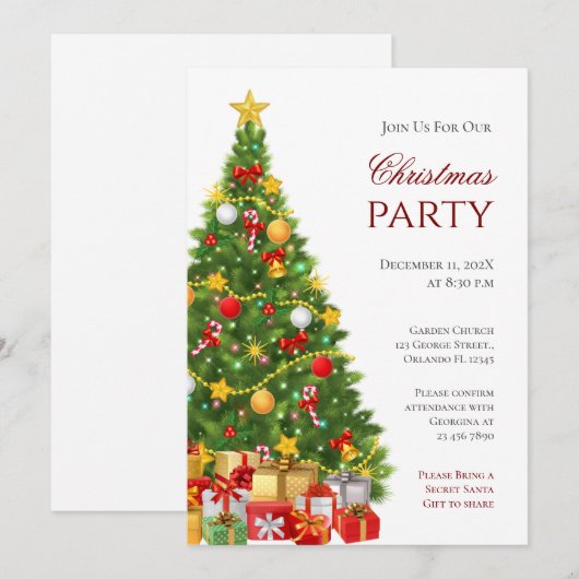 Uitnodiging voor kerstfeestdagen (Voorkant / Achterkant)