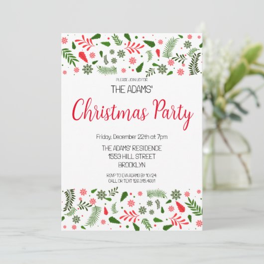 Uitnodiging voor kerstfeestdagen (Staand voorkant)