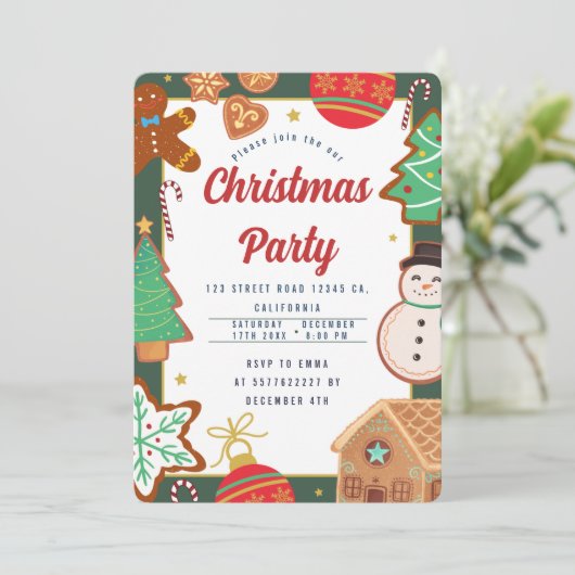 Uitnodiging voor kerstfeestdagen (Staand voorkant)