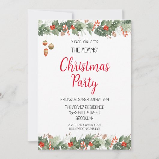 Uitnodiging voor kerstfeestdagen (Voorkant)