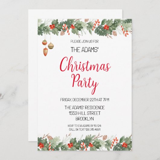 Uitnodiging voor kerstfeestdagen (Voorkant / Achterkant)