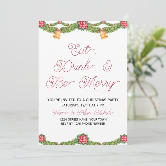 Uitnodiging voor kerstfeestdagen (Staand voorkant)