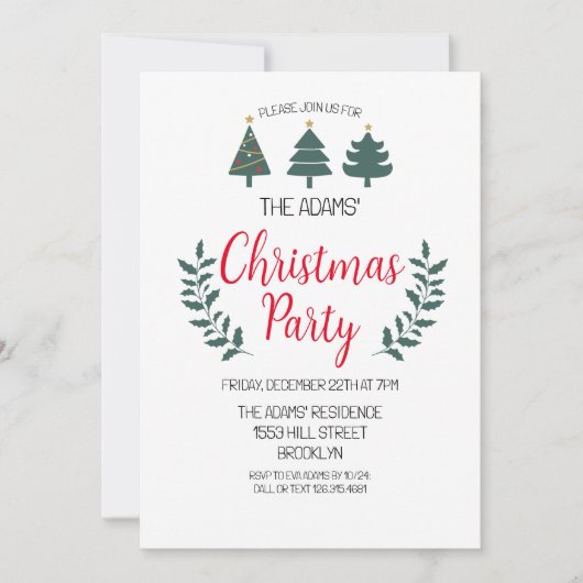 Uitnodiging voor kerstfeestdagen (Voorkant)