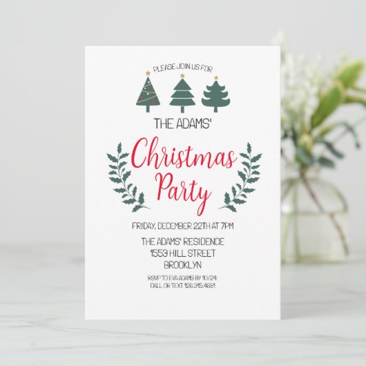Uitnodiging voor kerstfeestdagen (Staand voorkant)