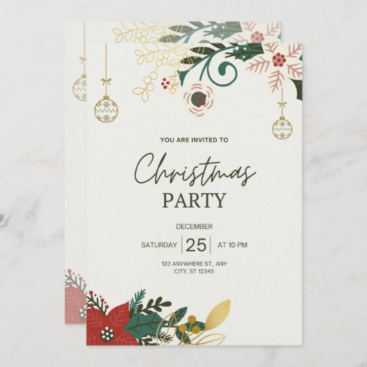 Uitnodiging voor kerstfeestdagen (Voorkant / Achterkant)