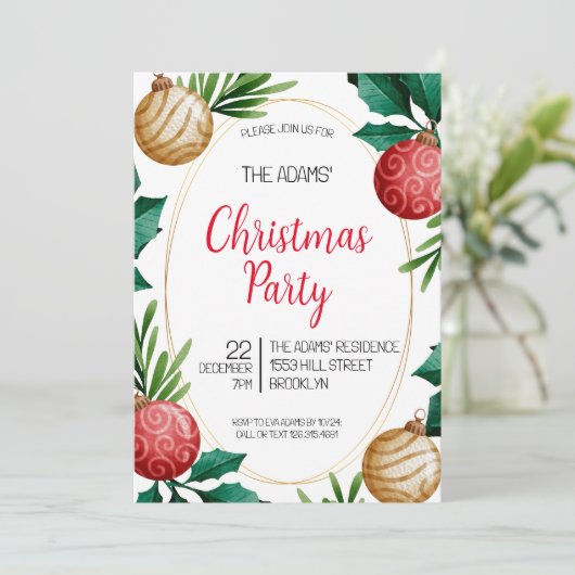 Uitnodiging voor kerstfeestdagen (Staand voorkant)