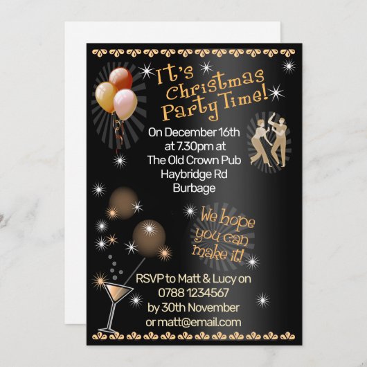 Uitnodiging voor kerstfeestdagen (Voorkant / Achterkant)