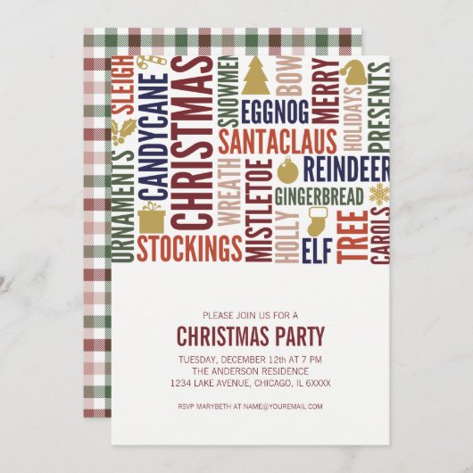 Uitnodiging voor kerstfeestdagen (Voorkant / Achterkant)