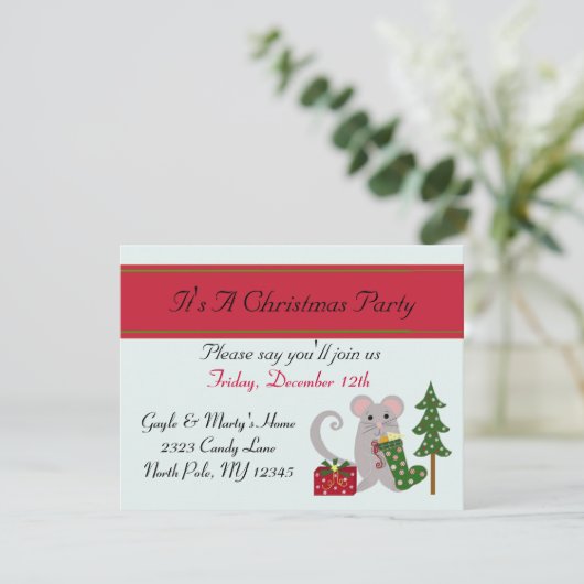 Uitnodiging voor kerstfeestdagen (Staand voorkant)