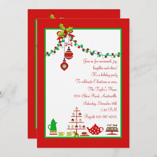 Uitnodiging voor kerstfeestdagen (Voorkant / Achterkant)